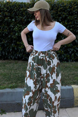 Khaki & Ecru Women Pants