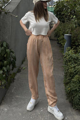 Beige Women Pants