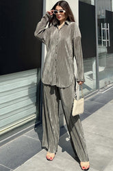 Khaki Women Two-Piece Set