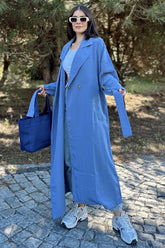 Blue Women Trench Coat