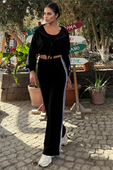 Black Women Blouse, Pants & Sport Jacket Set