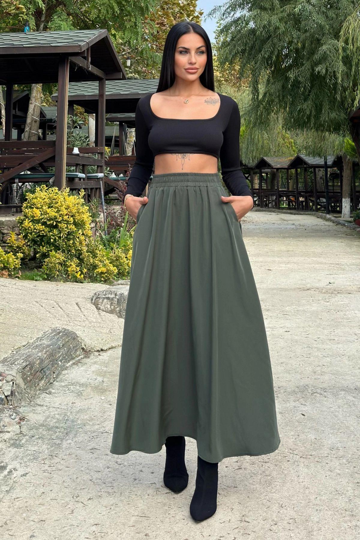 Khaki Women Skirt