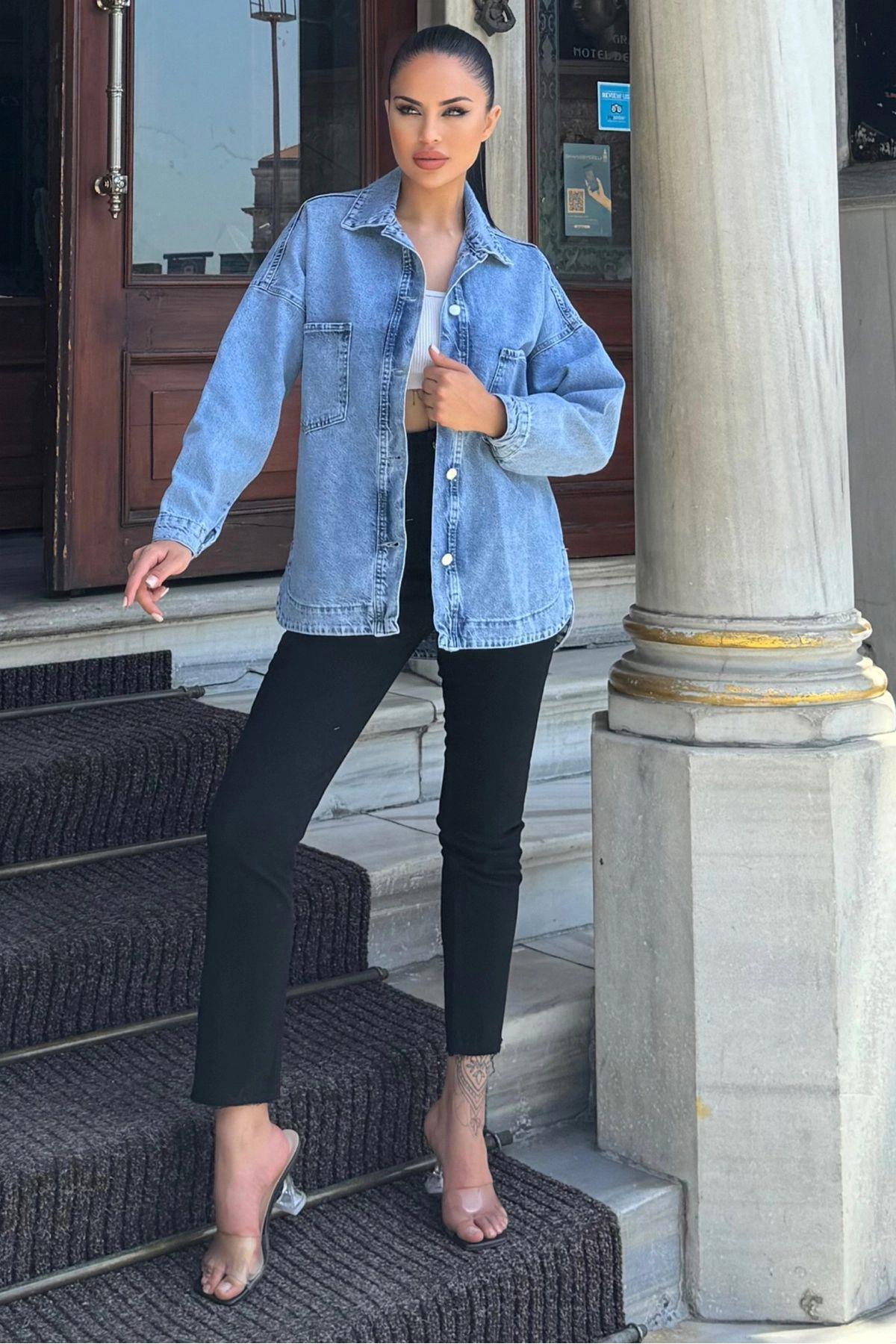 Snow Wash Blue Women Jacket