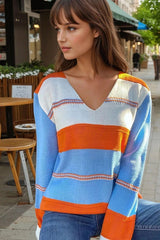 Orange & Blue Women Sweater