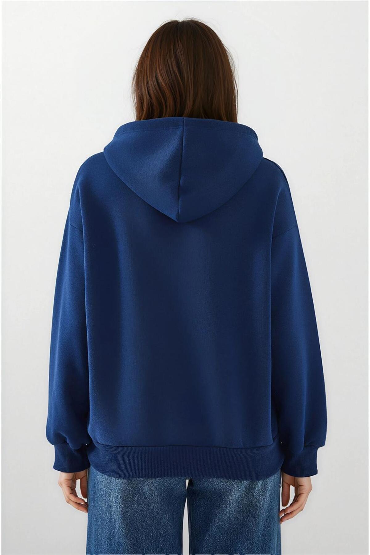 Navy Blue Women Sweatshirt