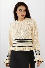 Ecru & Black Women Sweater