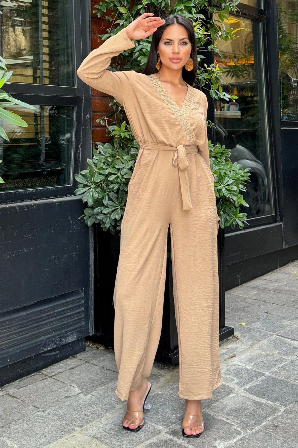 Beige Women Jumpsuit