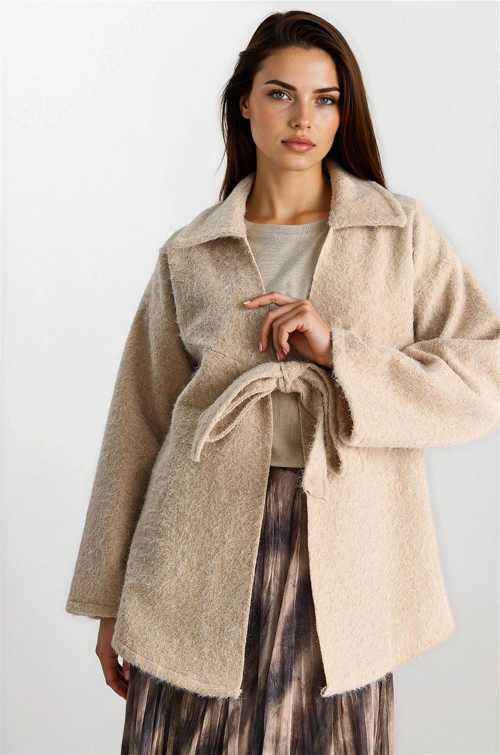 Beige Women Coat