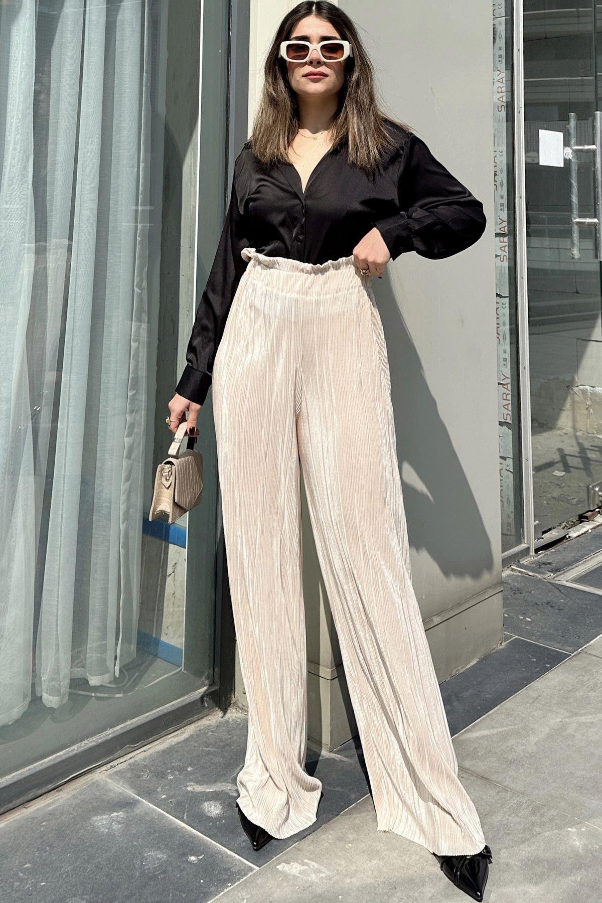 Beige Women Pants