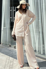 Beige Women Two-Piece Set