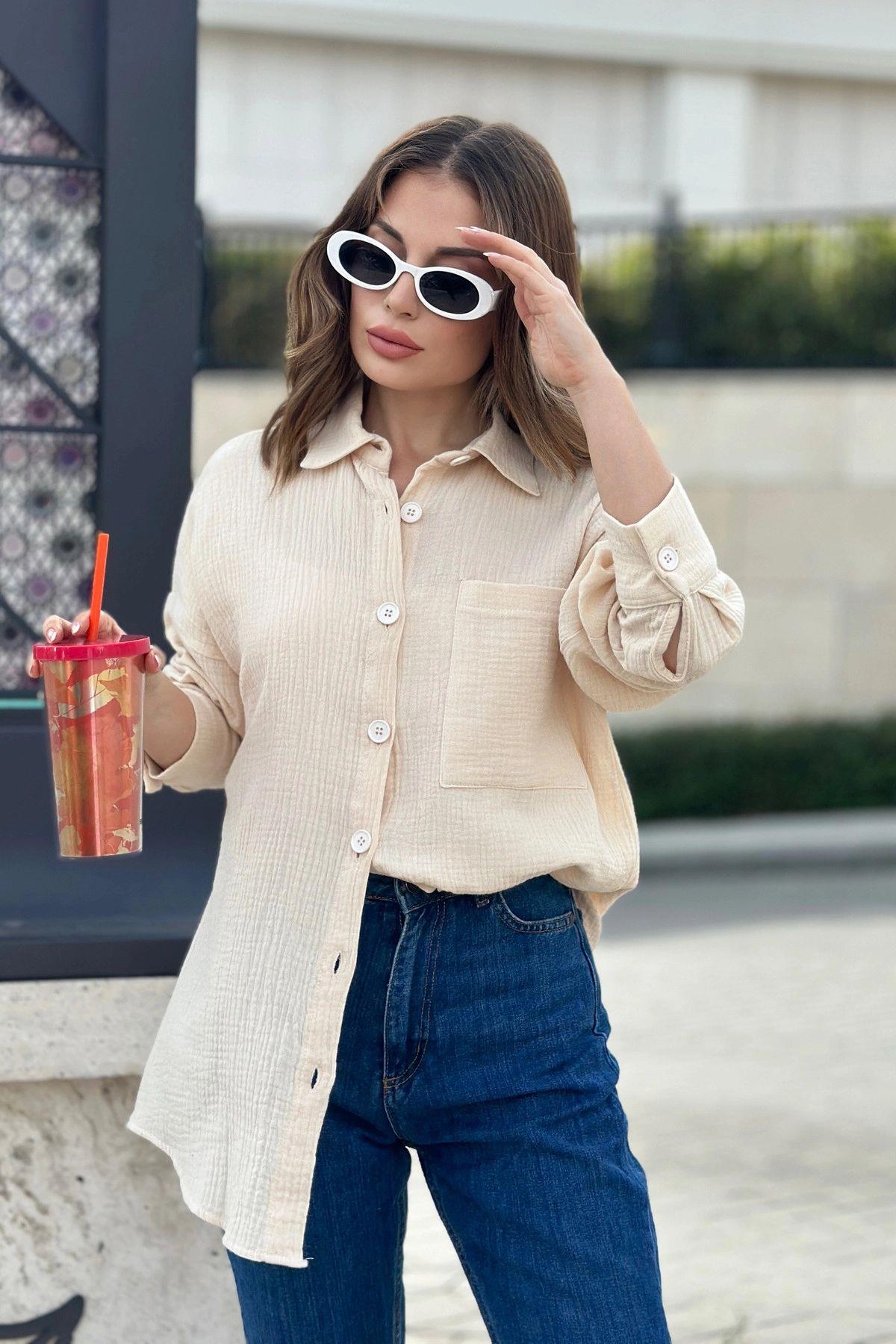 Beige Women Shirt