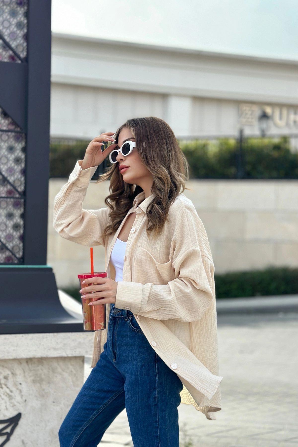 Beige Women Shirt