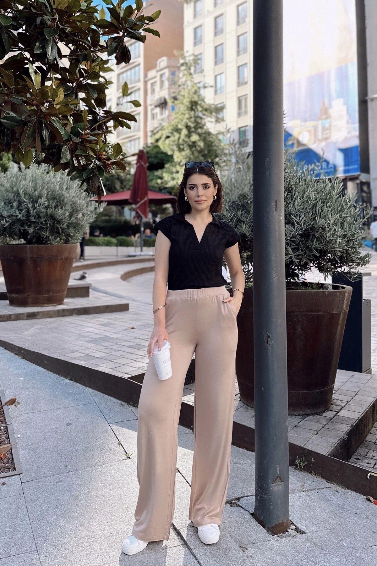 Beige Women Pants