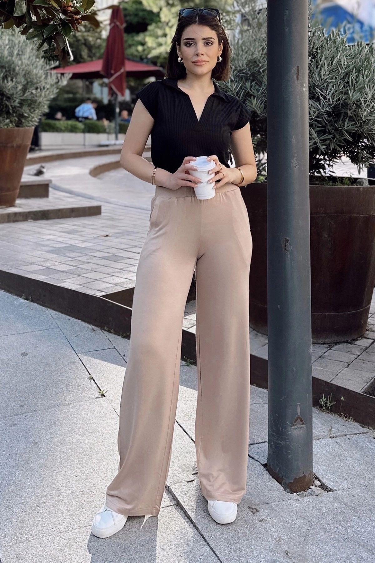 Beige Women Pants