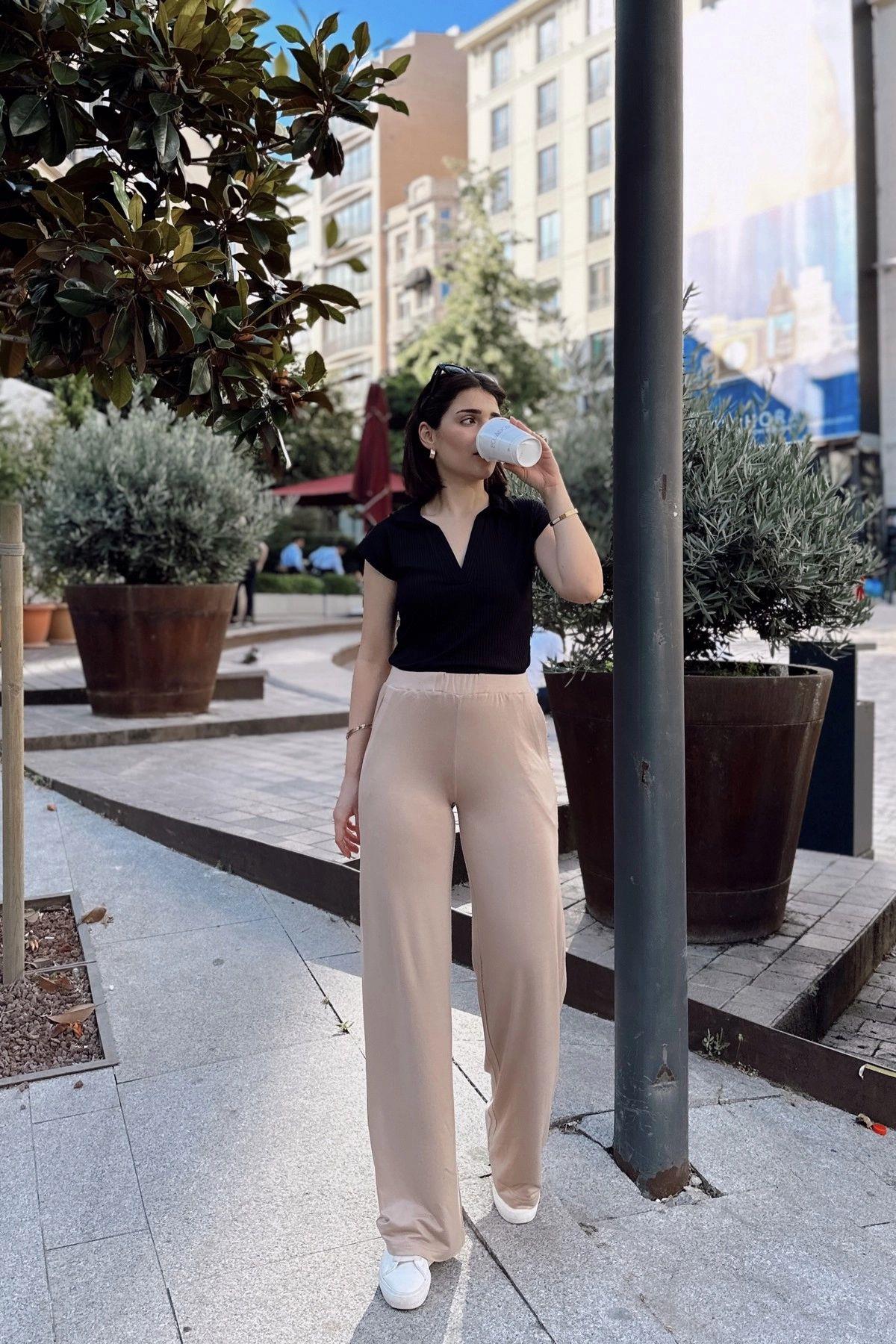 Beige Women Pants