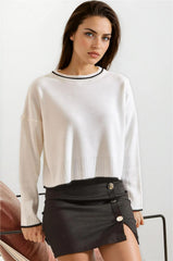 Optical White & Black Women Sweater