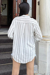 White Black(Striped) Women Shirt