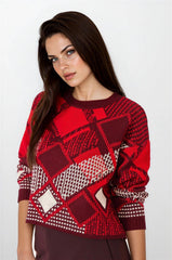 Burgundy & Red Women Sweater