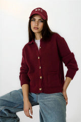 Burgundy Women Cardigan