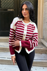 Burgundy Women Cardigan