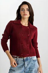 Burgundy Women Cardigan
