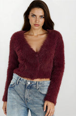 Burgundy Women Cardigan