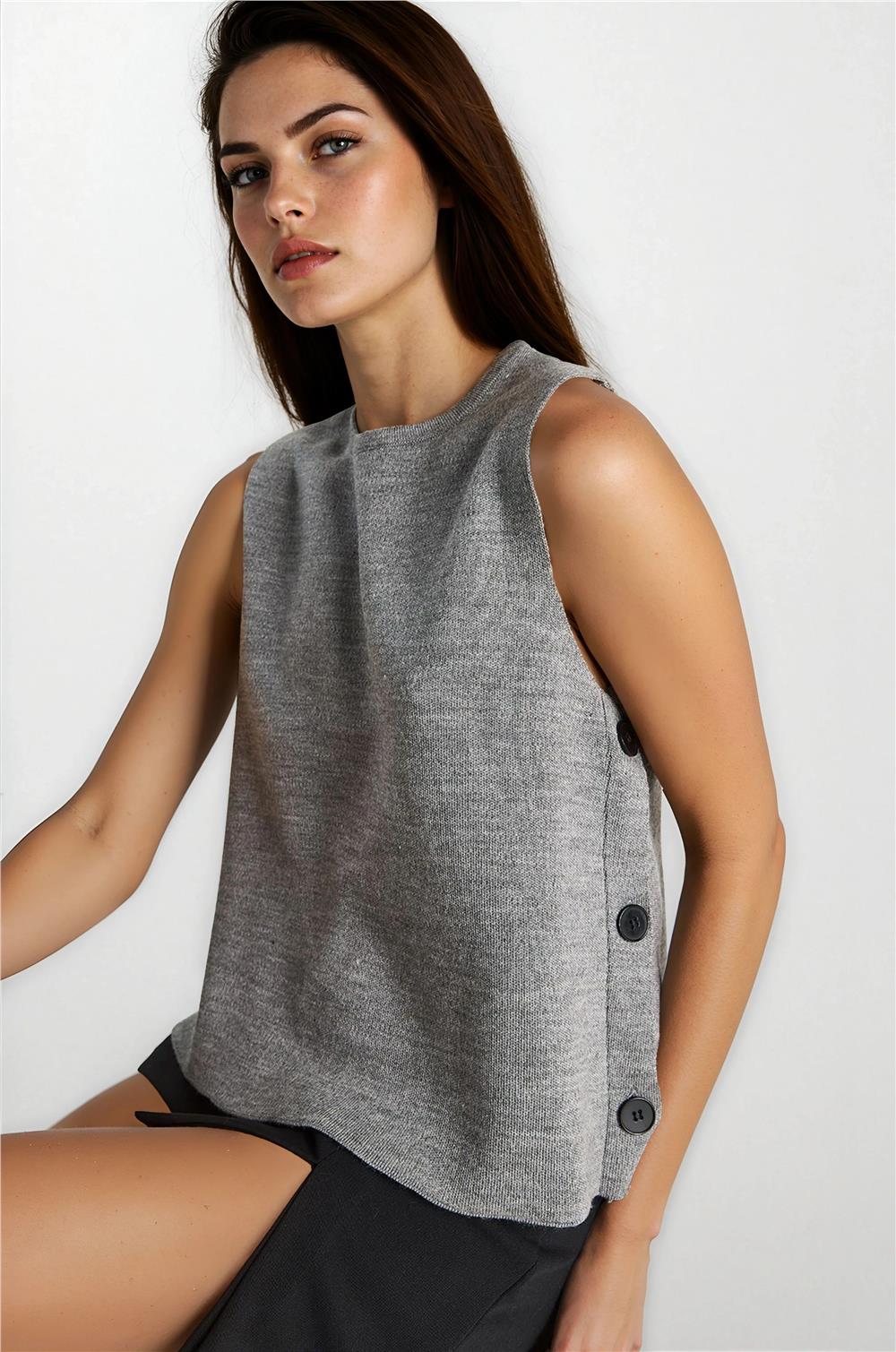 Gray Melange Women Blouse