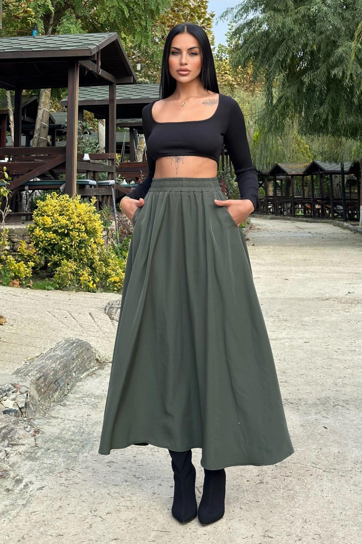 Khaki Women Skirt