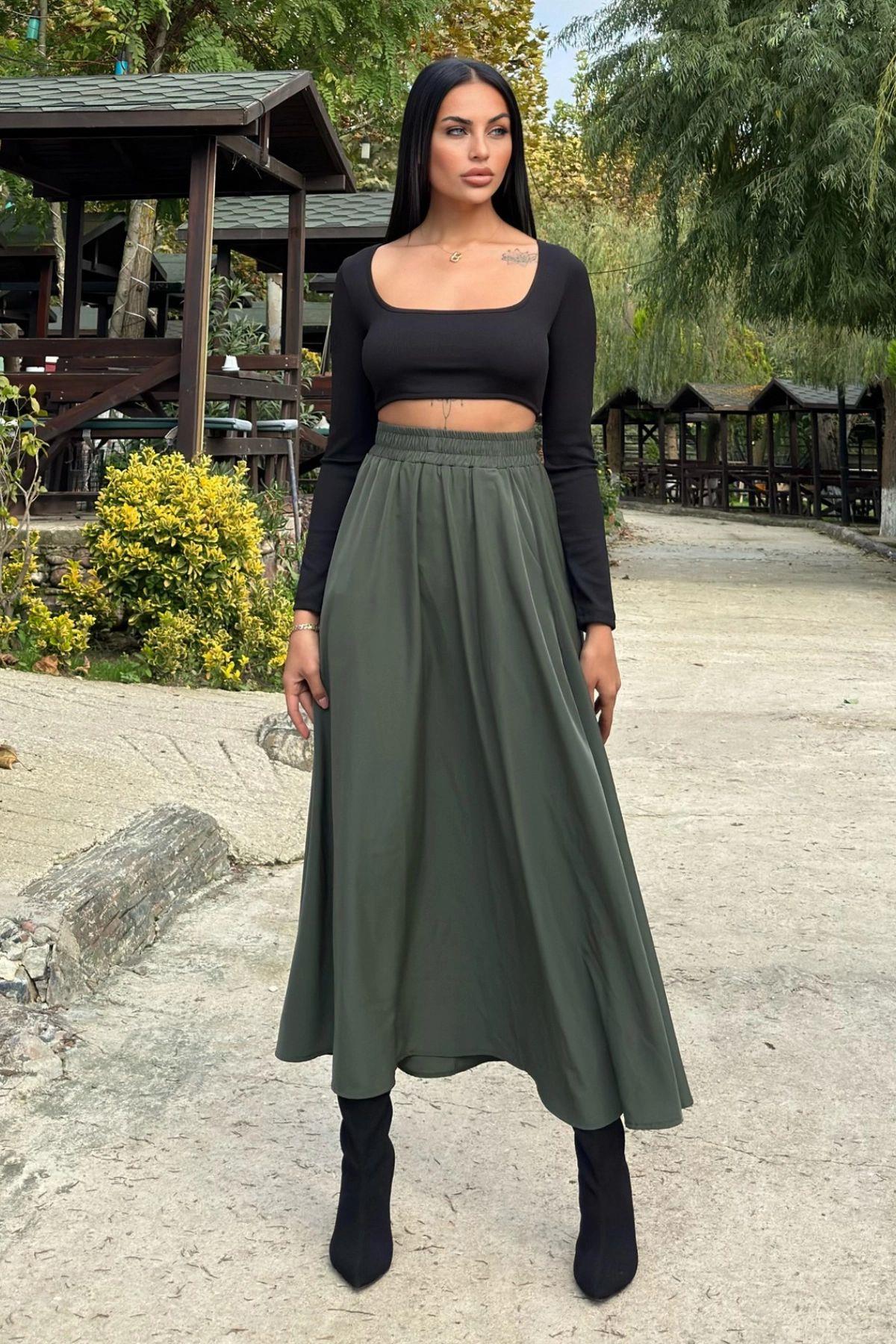 Khaki Women Skirt