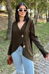 Khaki Women Cardigan