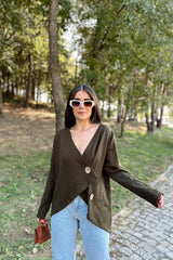 Khaki Women Cardigan