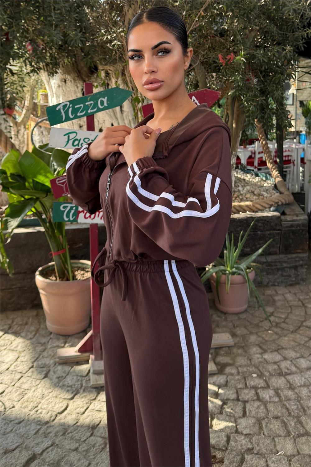 Brown Women Blouse, Pants & Sport Jacket Set
