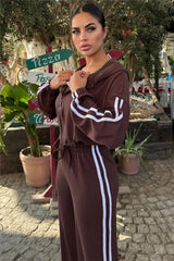 Brown Women Blouse, Pants & Sport Jacket Set