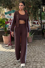 Brown Women Blouse, Pants & Sport Jacket Set