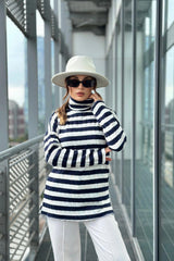 Navy & Ecru Women Blouse
