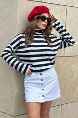 Navy & Ecru Women Blouse