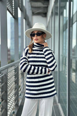 Navy & Ecru Women Blouse