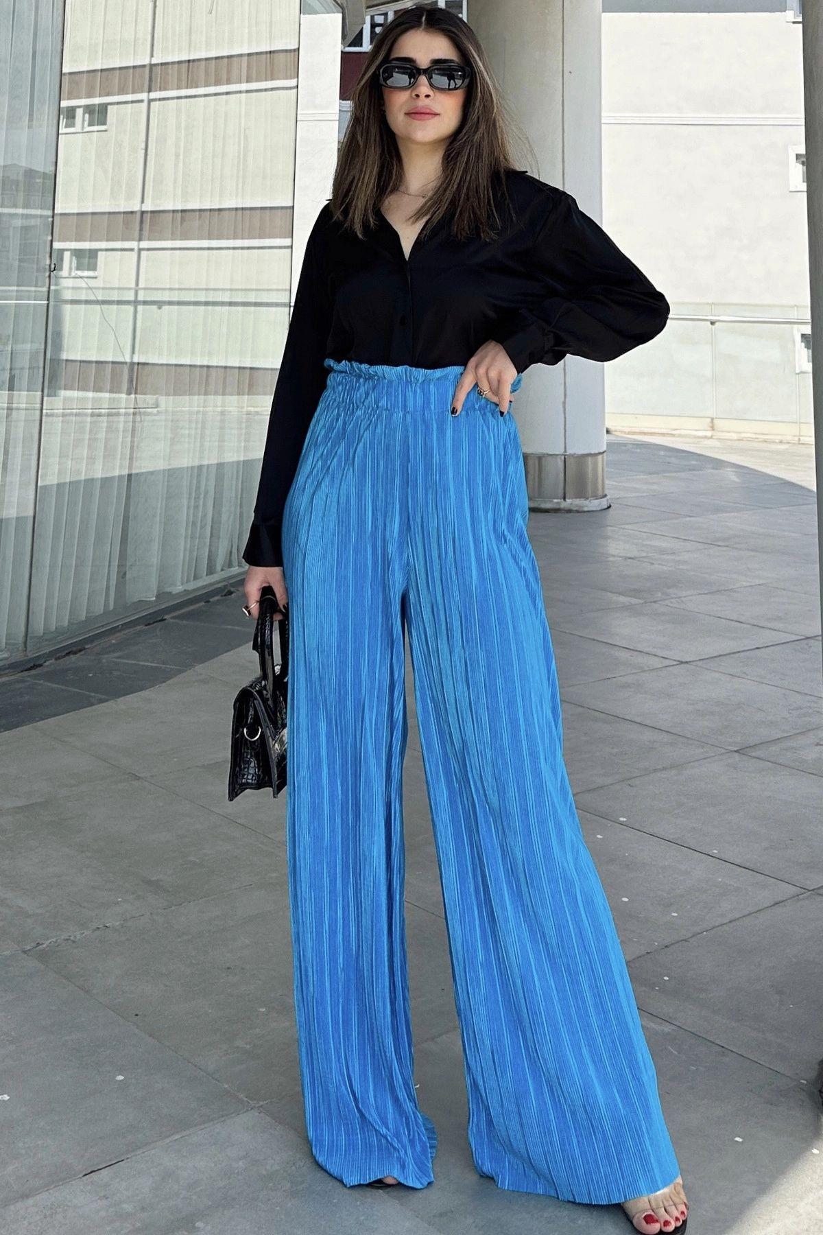 Blue Women Pants