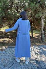 Blue Women Trench Coat