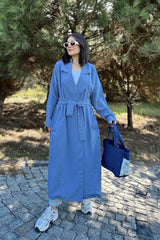 Blue Women Trench Coat