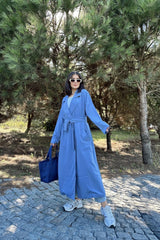 Blue Women Trench Coat