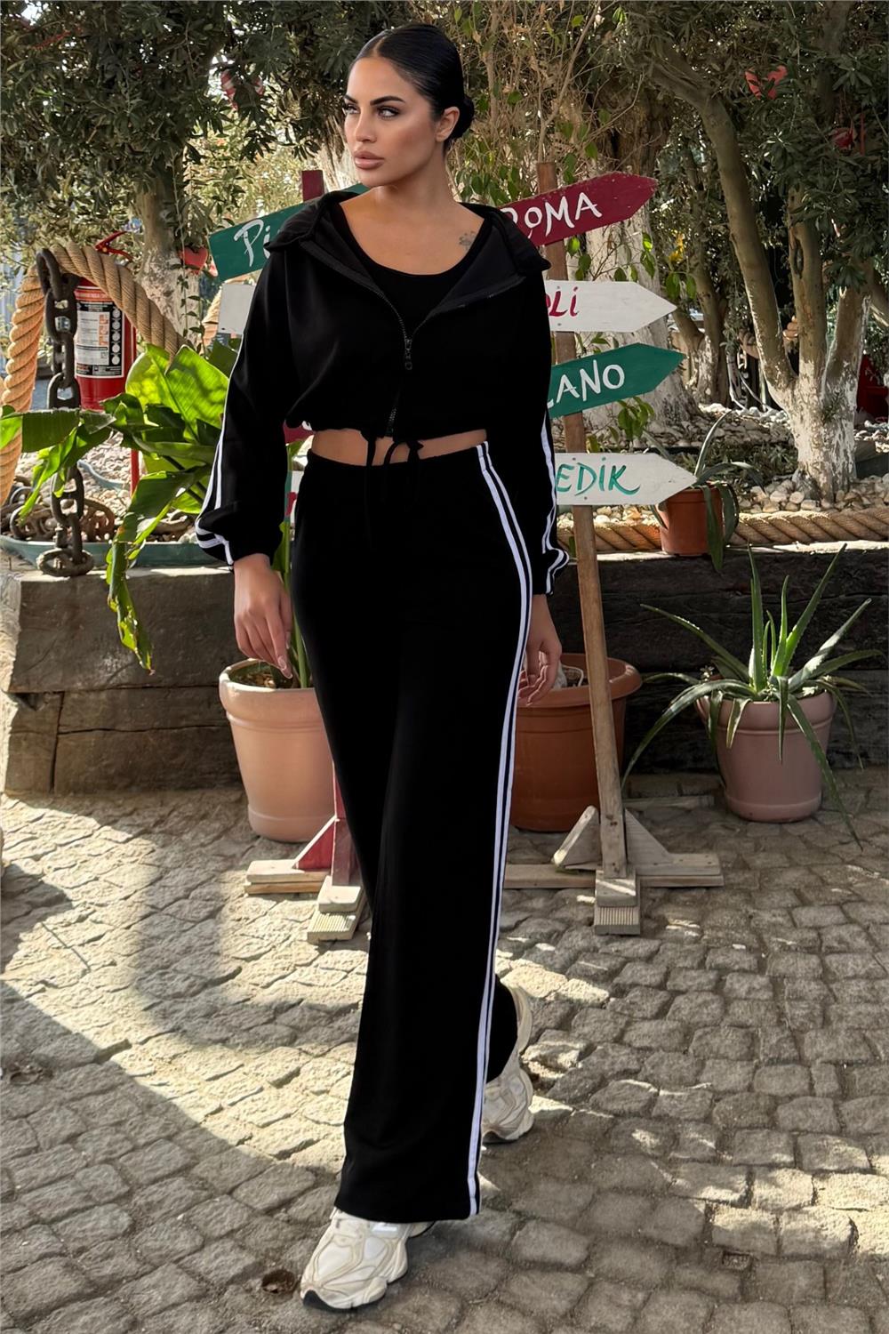 Black Women Blouse, Pants & Sport Jacket Set
