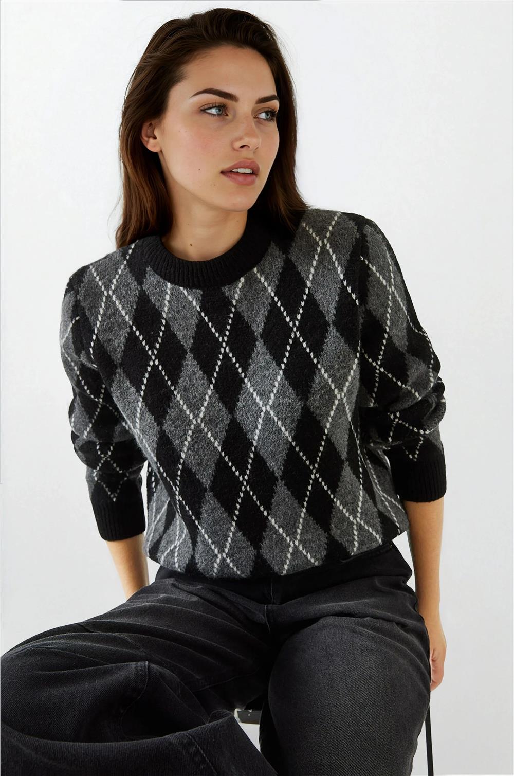 Black & Anthracite Women Sweater