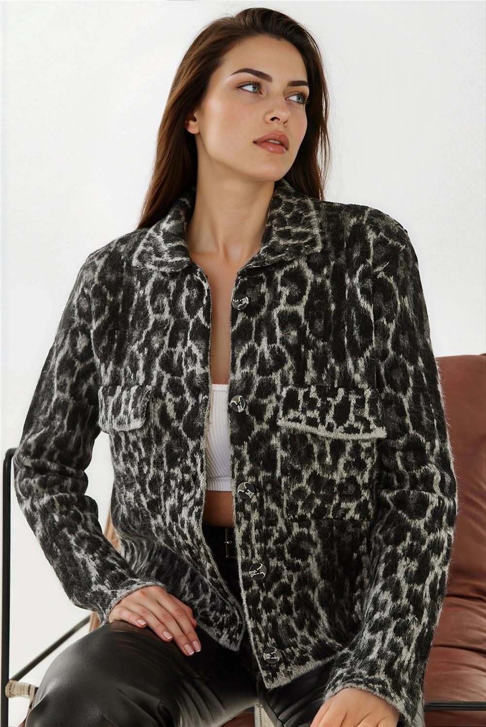 Black & Gray Women Cardigan