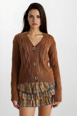 Milky Brown Women Cardigan