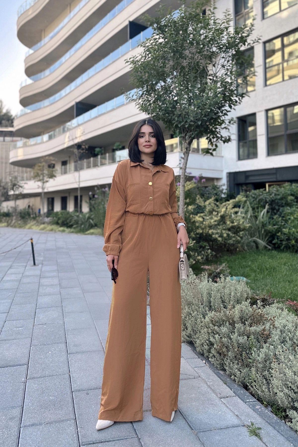 Tan Women Jumpsuit