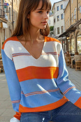 Orange & Blue Women Sweater