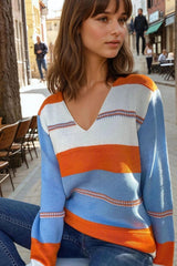 Orange & Blue Women Sweater