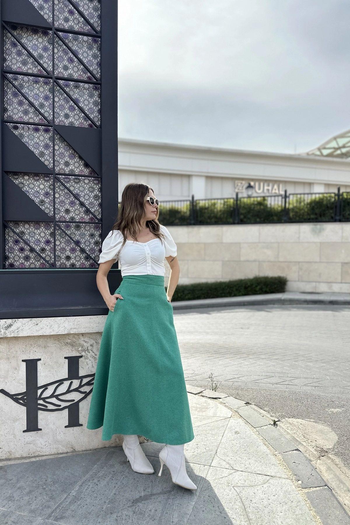 Green Women Skirt
