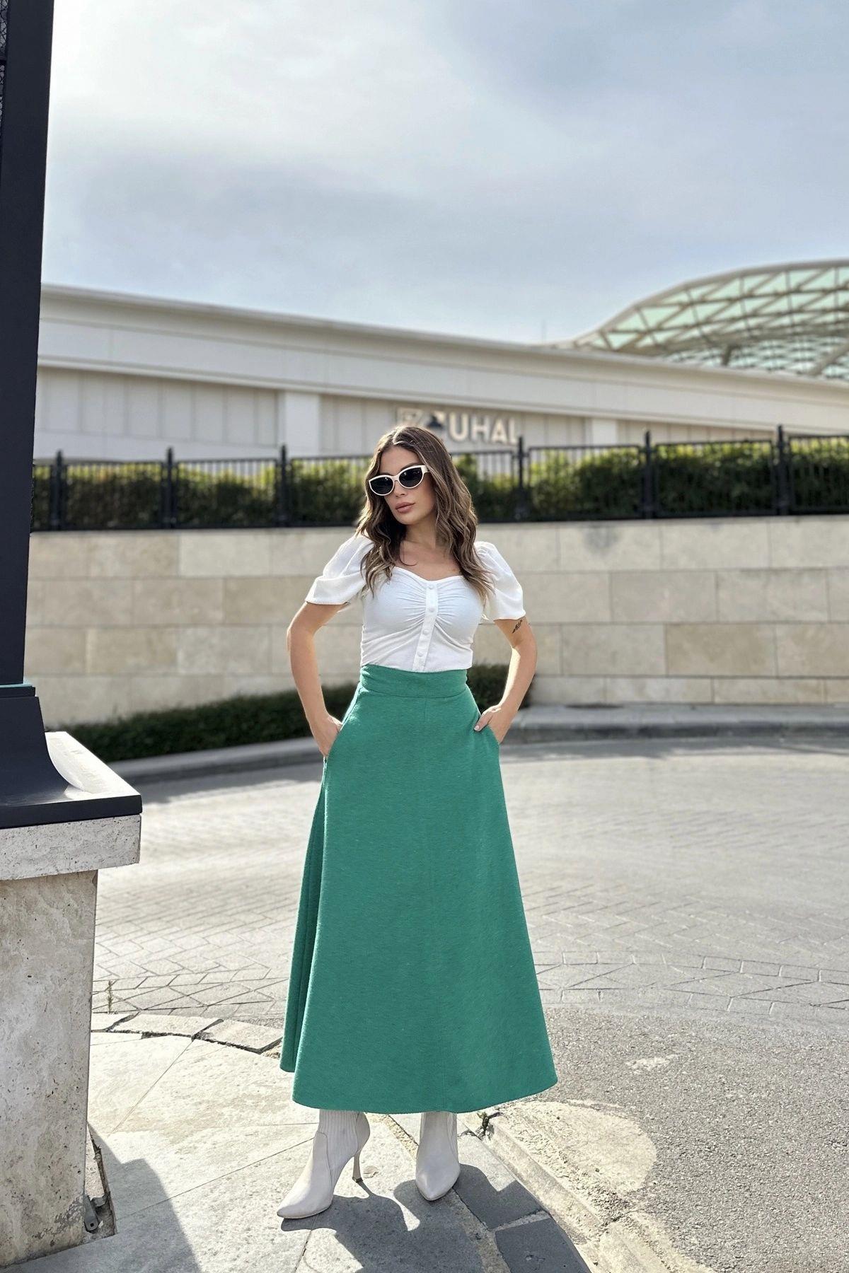 Green Women Skirt